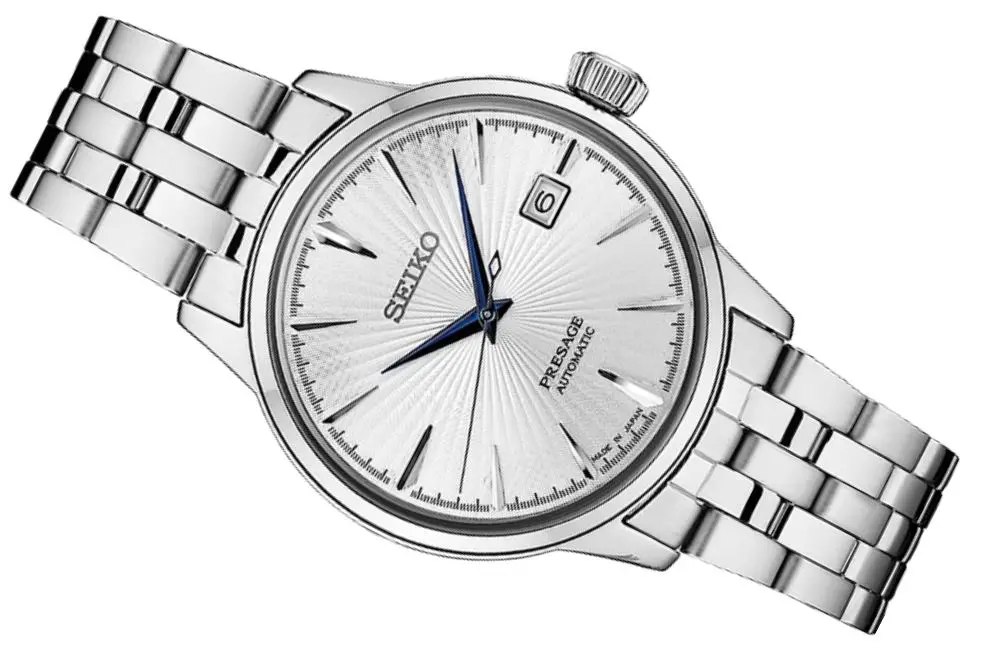 SEIKO SRPB77 Watch for Men Presage Collection Stainless Steel Case and Bracelet White Dial