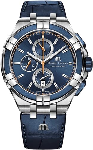 Maurice Lacroix Aikon Chronograph Swiss Quartz 44mm Blue Dial Watch AI1018 SS001 432 4